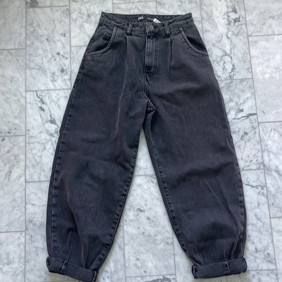 Zara Paperbag Jeans in Washed Black Size 34/2 - Picture 1 of 5